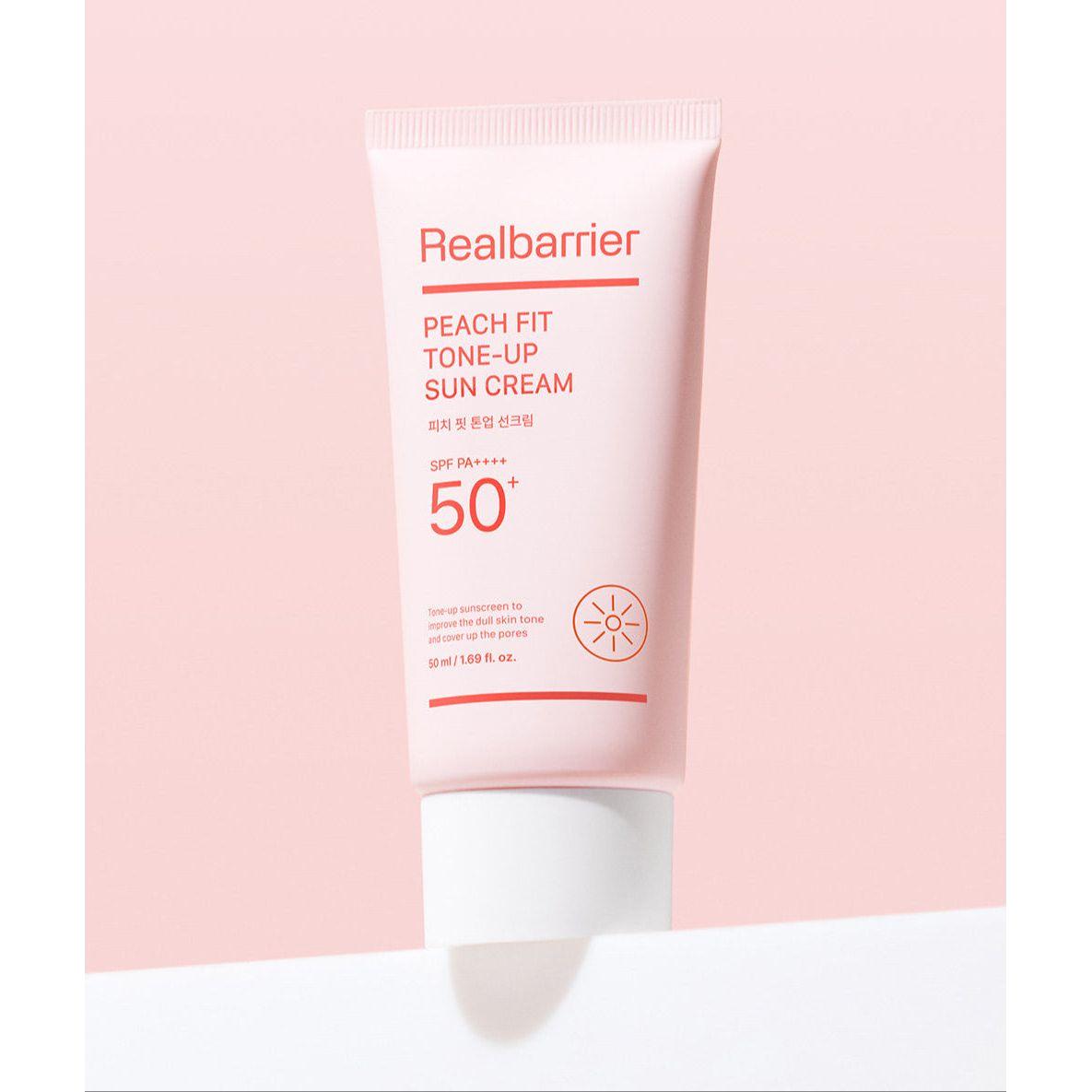 Real Barrier Peach Fit Tone-Up Sun Cream – 40ml | SPF 50+ PA++++ Protector Solar Diario Aclarante y Protector