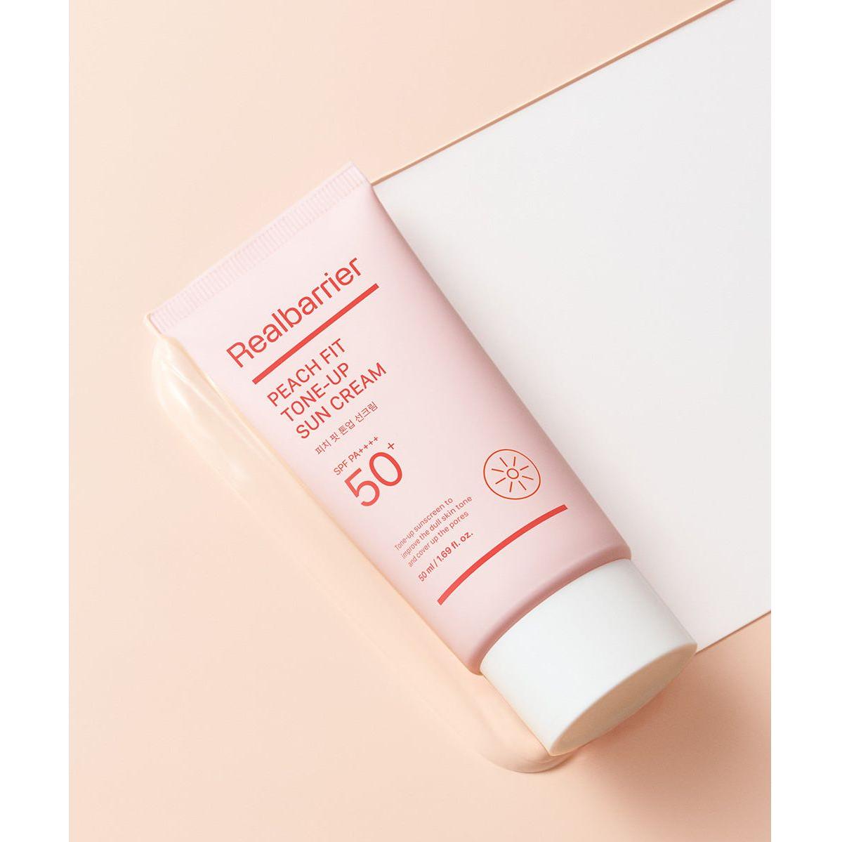 Real Barrier Peach Fit Tone-Up Sun Cream – 40ml | SPF 50+ PA++++ Protector Solar Diario Aclarante y Protector