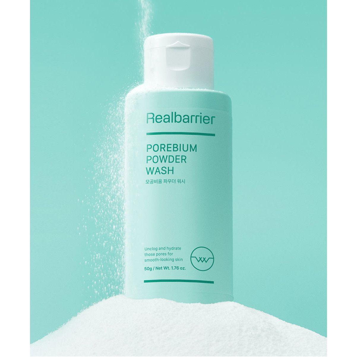 Real Barrier Porebium Powder Wash – 50g | Limpiador profundo de poros y exfoliante suave