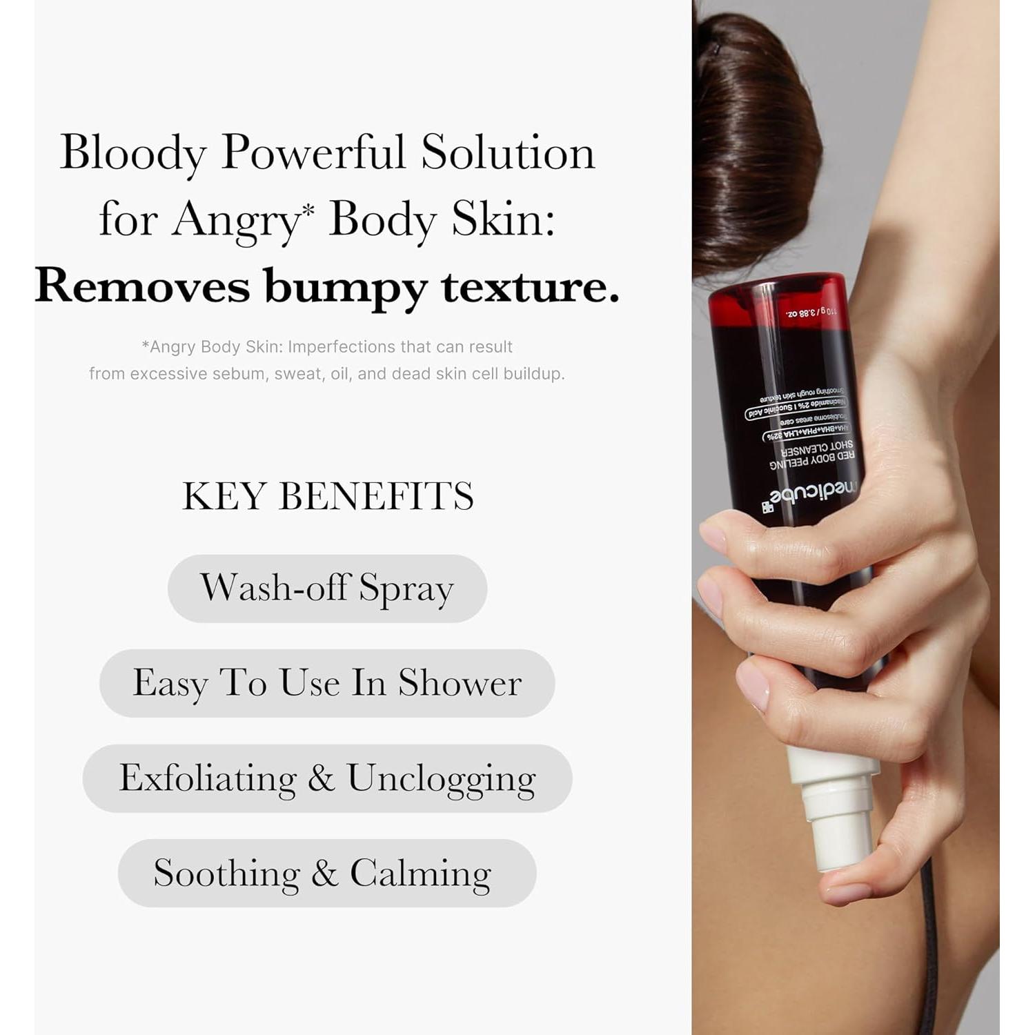 Medicube Red Body Peeling Shot Cleanser - 110ml | Gel limpiador exfoliante corporal de alto rendimiento