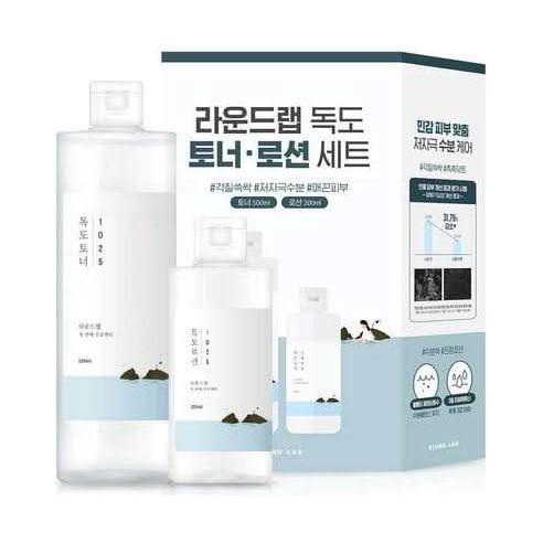 Round Lab 1025 Dokdo Toner & Lotion Special Set | 500ml Toner + 200ml Lotion | Gentle Hydration & Skin Balance - Glam Global UKRound Lab