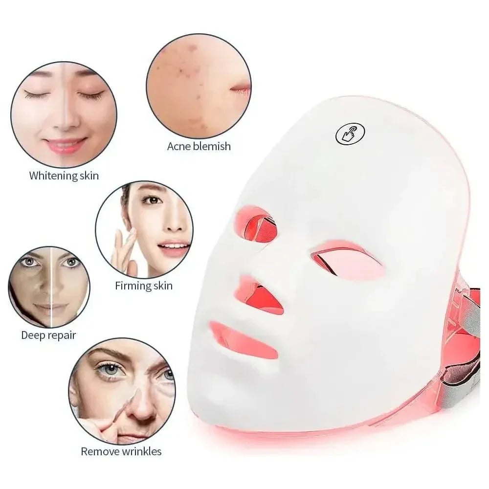Foreverlilly Skin Rejuvenation LED Facial Mask – USB - Charged 7 - Color Photon Therapy for Radiant, Youthful Skin - Glam Global UKForeverlilly