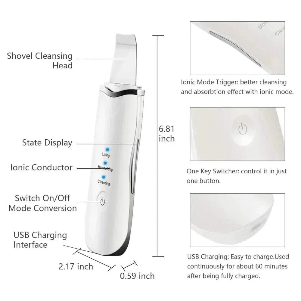 Ultrasonic Face Skin Scrubber – Your At - Home Skincare Revolution - Glam Global UKGlam Global UK