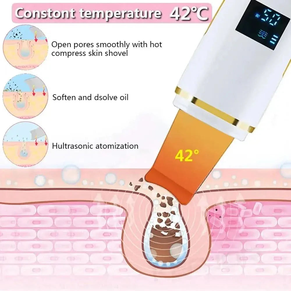 Ultrasonic Skin Scrubber: Professional Facial Cleansing Device - Glam Global UKGlam Global UK