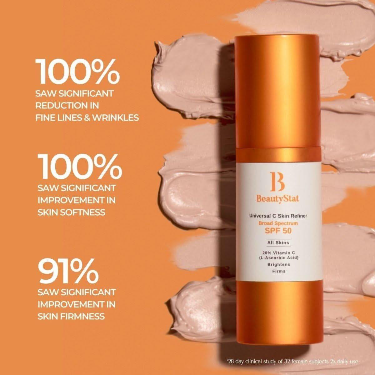 BeautyStat Universal C Skin Refiner Vitamin C Serum + SPF 50 Mineral Sunscreen - 30ml - Glam Global UKBeautyStat