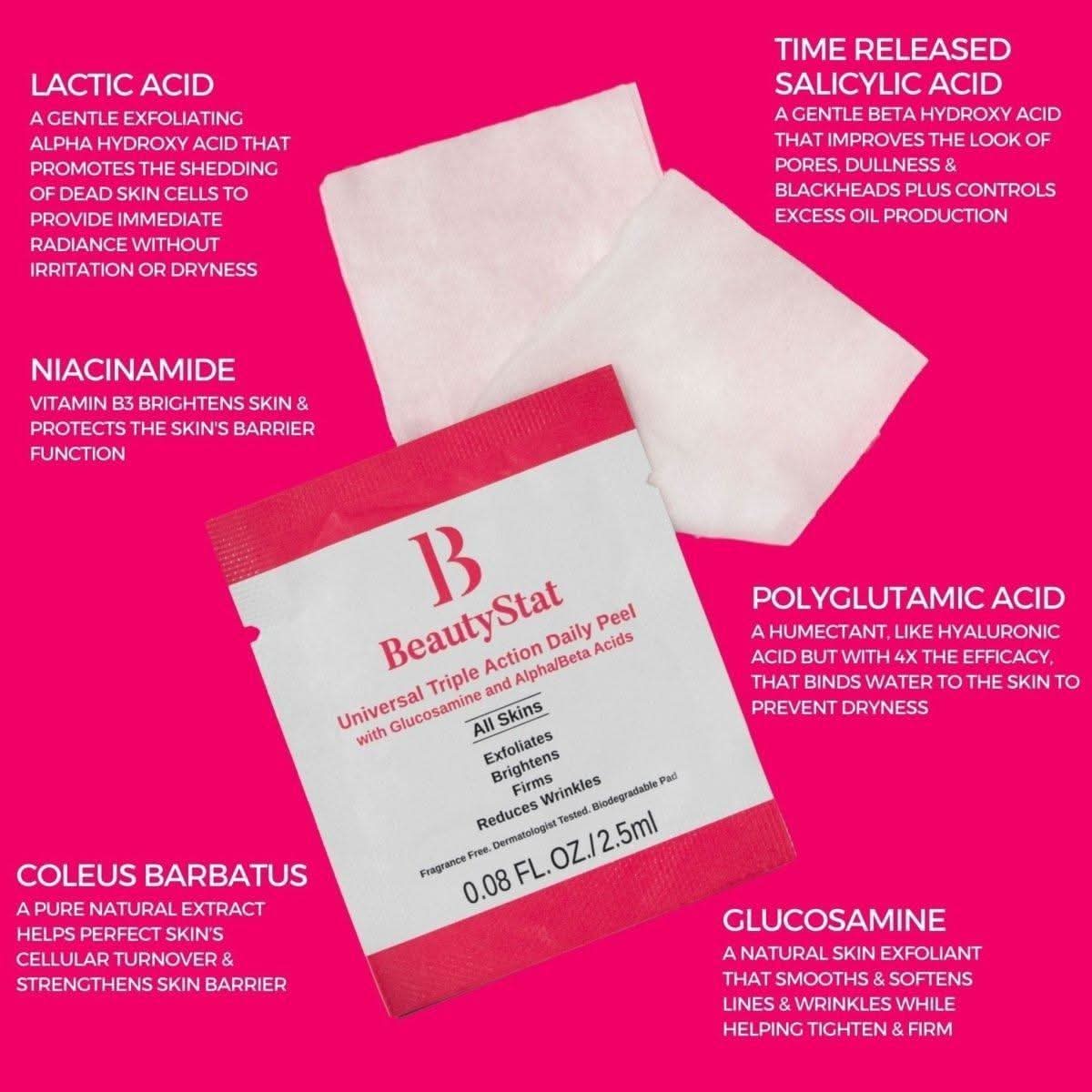 BeautyStat Universal Triple Action Daily Peel with Glucosamine and AHAs/BHAs - 10 Treatments - Glam Global UKBeautyStat