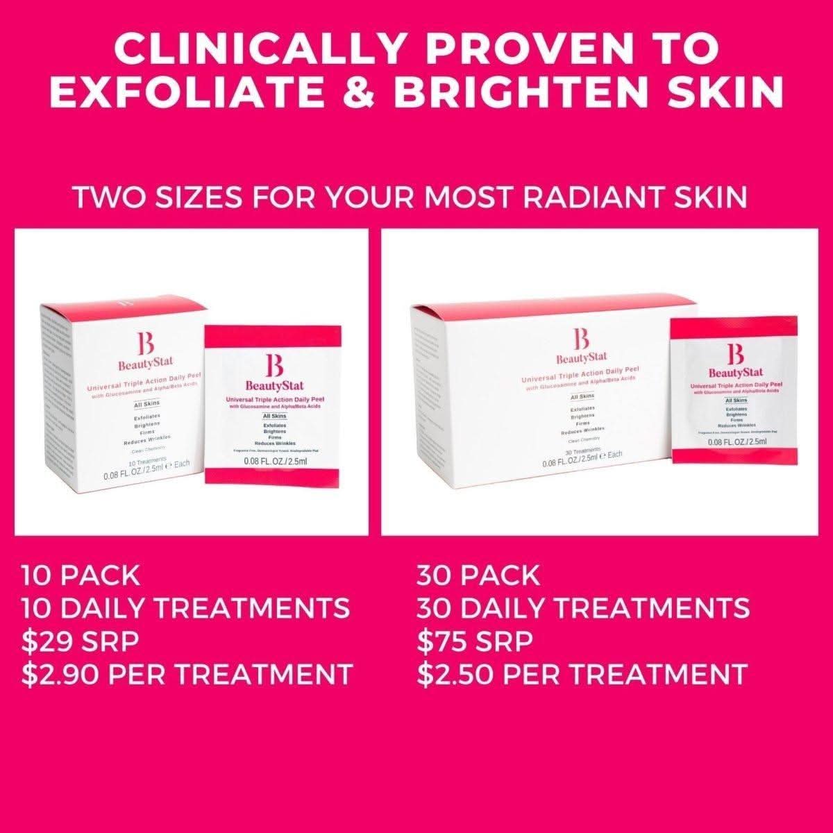 BeautyStat Universal Triple Action Daily Peel with Glucosamine and AHAs/BHAs - 10 Treatments - Glam Global UKBeautyStat