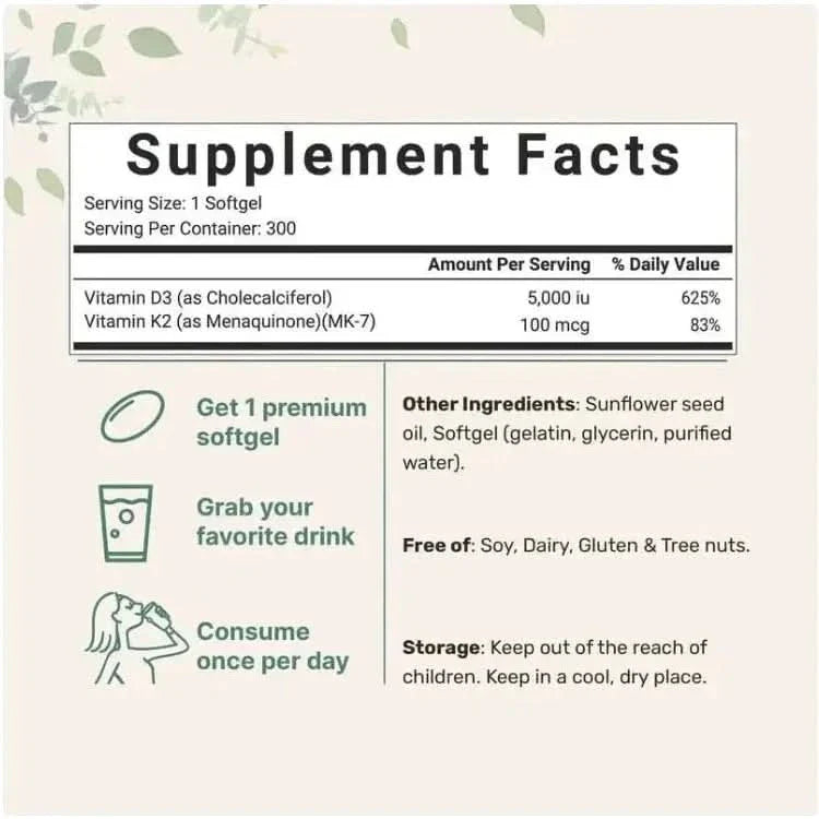 Vitamin D3 + K2 Softgel Capsules - Glam Global UKGlam Global UK