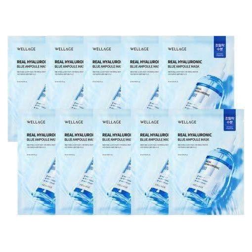 WELLAGE Real Hyaluronic Blue Ampoule Mask Sheet 27ml X 10P - Glam Global UKWELLAGE